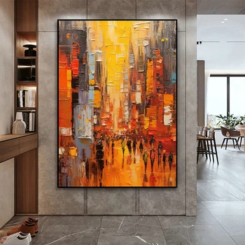 Ručne Maľované olejomaľba Panoráma olejomaľba na Plátne Abstraktné Mestskej Scenérie Maľovanie Steny v Obývacej izbe Dekor Sunset Art Decor
