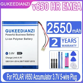 GUKEEDIANZI Náhradné Batérie V650 HR EMEA 2550mAh pre POLAR V650 Akumulátor 3,7 V 5-wire Plug Interná Lítium -