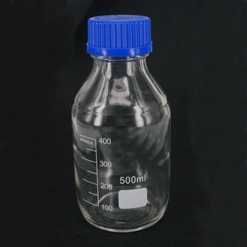500 ml Odmernej Kolo Sklo Činidla Fľašu Blue Skrutka Upevňovacia Skrutka Na Pokrytie Štúdia Vzorky Ampulky Plastové Veko