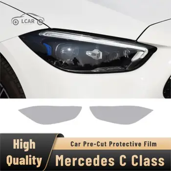 Pre Mercedes Benz C Trieda W205 W206 C63 AMG 2015-Na PPF Auto Svetlometov na Ochranu Odtieň Film TPU Styling Dymu Čierna Transparentná