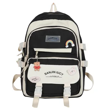 Móda Kawaii Aktovka pre Dospievajúcich vodeodolného Nylonu Dievčatá Bagpack Ženy Notebook Batoh Travel Bag Black Bookbag