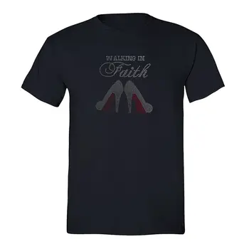 XtraFly Oblečenie pánske Tričko Chôdza Vo Viere Sequin Podpätky Boh Crewneck-T-shirt