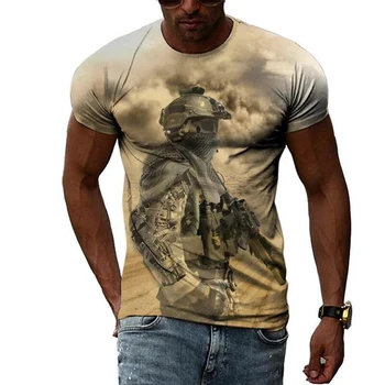 Vojak a Zbraň Lete Harajuku Dizajn a Módne Mužov tričko Horúcich Letných 3D celého Printed Tee Topy, tričká Unisex tričko