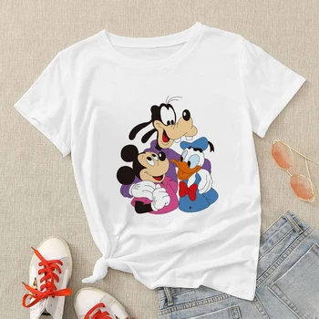 Disney Topy Rodiny Paríž Femme Cartoon Mickey Mouse Priateľmi Grafické Košele Lete Mužov Oblečenie Žien, Krátky Rukáv Hippie T-shirts