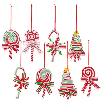 8 Ks Farebné Remesiel Vianočný Dekor Falošné Candy Palice Candy Cane Závesné Dekorácie Lízatko Ozdoby, Vianočné Ozdoby Candy