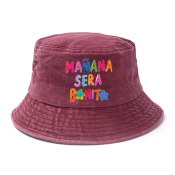 Bavlna, Vyšívané Karol G Vedro Klobúky Manana Séra Bonito Vedierko Hat Žena Lete Skladacia Sun Hat Man Pláž Hat