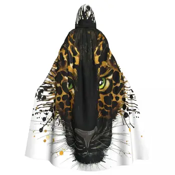 Akvarel Čierny Jaguár Plášť S Kapucňou Cosplay Kostým Halloween Dospelých Dlho Strany Kapskom