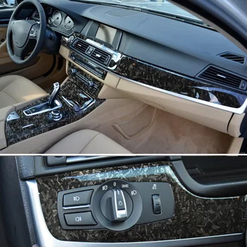 Pre BMW 5 Series F10 2011-2017 Interiéru, prevodovky, rozsah Vysoko Lesklý Kované Uhlíkových Vlákien Vinyl Wrap Fólia Lepidlo Auto Odtlačkový Balenie