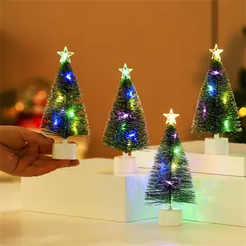 Vianočné Zelené Cedar LED Svetlá Borovica Ihly Strom Vianočné Ozdoby Ploche Ornament Darčeky Mini Ozdoby na Vianočný Stromček