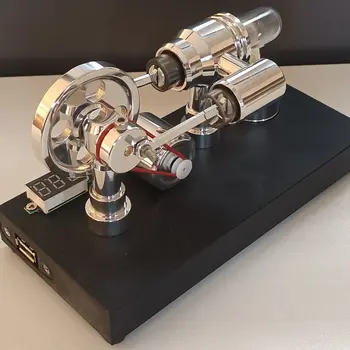 Stirling motor star krúžok motor generátor DIY motor, voltmeter s USB zrkadlo leštenie