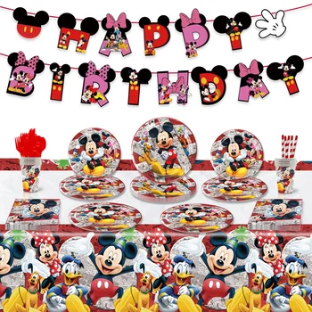 Mickey Mouse Chlapec, Narodeniny, Party Dekorácie Dodávky Papiera Pohár Doska Obrus Karikatúra Tému Dieťa Sprcha Balóny, Party Dodávky