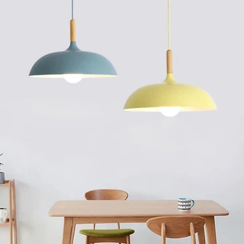Nordic Jednoduché Farebné Macaron Luster Kované Železné Drevo Posteľ Reštaurácie, Nákupné Centrum Obývacia Izba Lampy Estetické Prívesok Svetlá