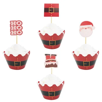 12Set Červená Santa Claus Tortu Cupcake Obaly Pre 2023 Xmas Party Dekor Nový Rok Predvečer Veselé Vianoce Cake Obale Domov Dodávky
