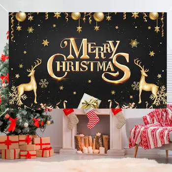 Vianočné Ozdoby Slávnostné Vianočné Opakovane Veselé Vianoce s Zlatý List Loptu Sobov Snowflake Tlač Indoor/vonkajšie