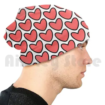 Srdce Doodle Čiapky Pletený Hat 1652 Čiapky Tlač Srdce Doodle Obyčajný Základné Jednoduché Ľahko Pekné Červená Čierna Milostný Život Žiť