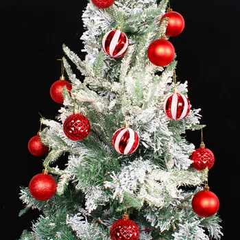 16Pcs Vianočné Baubles Gule, Ozdoby Nastaviť Farebný Motív Maľby & Trblietavé Vianočný Strom Prívesky, Nerozbitné Dekoratívne Zavesenie