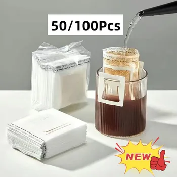 50/100ks Káva Filter Papierové Tašky Jednorazové Odkvapkávaniu Kávy Taška na Rukoväť Závesné Ucho Espresso Kávy Príslušenstvo Čaj Nástroj