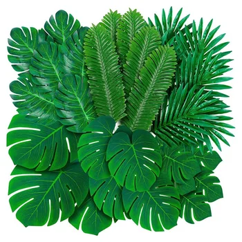 108 Pack Palmové Listy Umelá Tropická Monstera-6 Druh Umelého Zelená Palmového Lístia S Stonky Pre Hawaiian Luau Party
