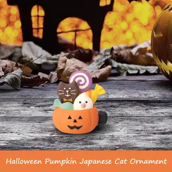 Halloween Desktop Dekorácie Halloween tekvica Japonský mačka miniatúrne scénu, rekvizity mini kreatívny darček ZAKKA živice malé ornament