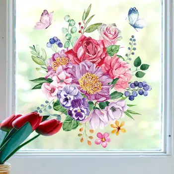 Wc Veko Dekorácie-Nálepky Kvet Wc Nálepky Nepremokavé Pvc Kvet Motýle Farebné Kvetinové Wc Samolepky pre domácnosť