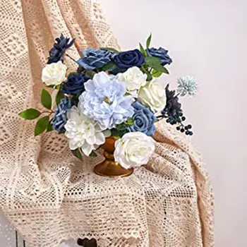 Umelé Kvety Falošné Prašnom Modrá Pivónia, Kvety Combo pre DIY Svadobné Svadobné Kytice Centerpieces Domáce Dekorácie