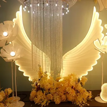 Svadobné Luminiscenčných Anjel Krídla LED Dekorácie, Lampy, Moderné rozprávky krídla pre Party Stage Svieti Cesty Vedú krídla led nevesta svadobné
