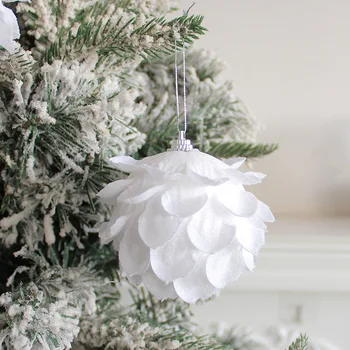 Vianočné Gule Biely Vianočný Strom Visí Pena Snehové Gule Prívesok Pre Veselé Vianočné Party Nový Rok Ornament Navidad Darček 3ks 8 cm