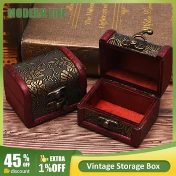 Vintage Úložný Box Organizátor Ploche Dekoratívne Kufor Drevené Okno Retro Pokladom, Úložný Box Šperky Box Zber