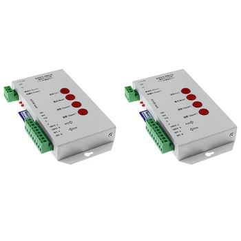 2X RGB LED Controller T1000S SD Kartu 2048Pixels Radič Pre WS2801 WS2811 WS2812B SK6812 LPD6803 DC5-24V