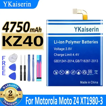YKaiserin Pre Motorola KZ40 KZ 40 Náhradné Batérie Pre Motorola Moto Z4 XT1980-3 Mobilného Telefónu, Batérie 4750mAh Bateria