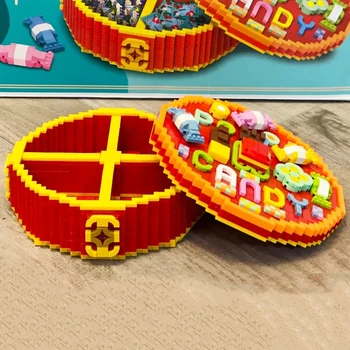 3D Model DIY Mini Diamond Kvádre, Tehly, Budova Sweet Candy Box Čokoláda Cukor Jar Ovocný Tanier Hračka pre Deti,