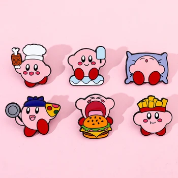 Horúce Cartoon Hry Kirby Brošne Kolíky Animácie Odznak Deti Ružová Brošňa Denim Džínsy Klopě Pin Šperky, Oblečenie, Doplnky, Darčeky