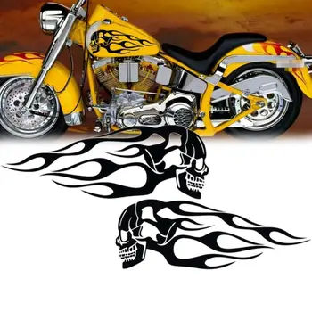 2 ks Univerzálne Motocyklové Motorke Plyn Nádrž Lebky Plameň Obtlačky Nálepky Dekor Reflexné Motocykel Odtlačkový Lebky Odznak