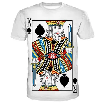Klasický poker vzor 3D tlač T-shirt, pánske a dámske unisex T-shirt O-krku nadrozmerné oblečenie-krátke rukávy tričko
