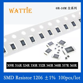 SMD Rezistora 1206 1% 309R 316R 324R 330R 332R 340R 348R 357R 360R 100KS/veľa čip odpory 1/4W 3,2 mm*1,6 mm