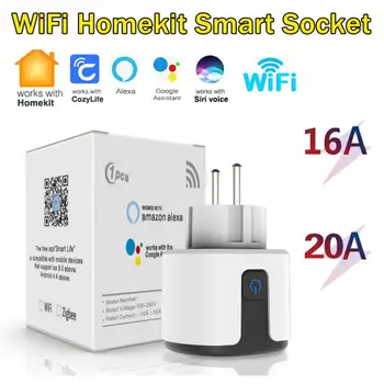 16A/20A WiFi Homekit Smart Zásuvky EÚ Konektor Napájania Monitorovanie Časovač Domácej Zásuvky Pracovať S Google Alice SmartThings Siri Alexa