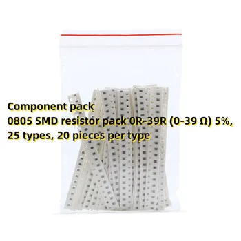 Súčasť balenia 0805 SMD rezistora pack 0R-39R (0-39 Ω) 5%, 25 druhov, 20 ks / typ