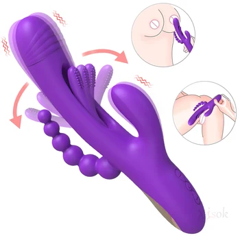 3 V 1 Vibrátor, Dildo pre Ženy Klitoris vaginálny, Análny Stimulátor Žena Ťuknite Mávanie Rod Masturbators Dospelý Pár, Sexuálne Hračky 18