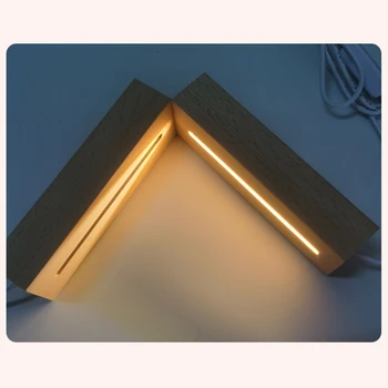 1 Kus Nabíjateľná Obdĺžnik Drevené LED Svietiace Base LED Svetlá Displej Držiak Dotykový Spínač Wirelessr Noc Lampa Base