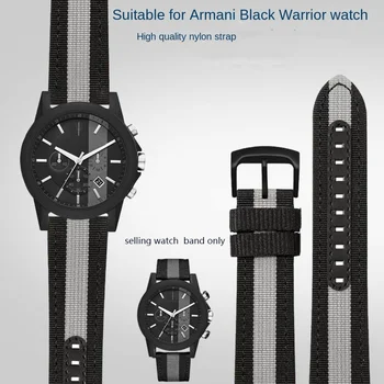 Nylon kožený popruh vhodný pre Armani Black Samuraj AX1331/AX1326/AX7105 séria módnych nylon príslušenstvo hodinky 22 mm